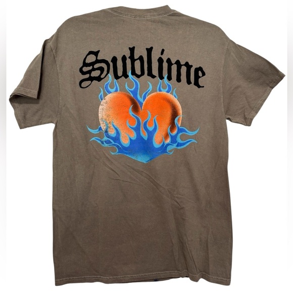 Sublime Long Beach Flaming Heart T-shirt Unisex Size Med Punk Rock Ska Khaki - Picture 2 of 4